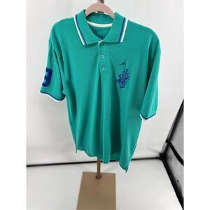 Polo Franky Max Shirt Big Pony Number 9 Size 2XL Teal White Embroidery